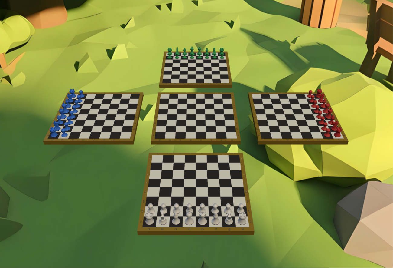Flat boards arranged in a cross around a center board